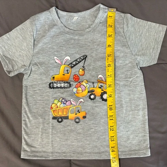 Toddler Digger Construction Easter Egg Gray T-Shirt Euro 100/USA 3T NEW - Picture 5 of 5